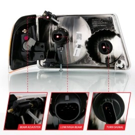 Anzo 111484 - Crystal Headlights w/ Corner Lights (Chrome Housing, Clear Lens)