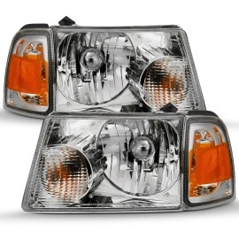 Anzo 111484 - Crystal Headlights w/ Corner Lights (Chrome Housing, Clear Lens)