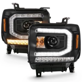 Anzo 111485 - Plank Style Projector Headlights w/ Sequential Signal (Black Housing, Clear Lens)