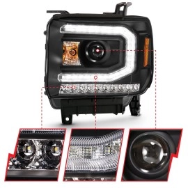 Anzo 111485 - Plank Style Projector Headlights w/ Sequential Signal (Black Housing, Clear Lens)