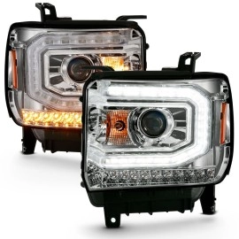 Anzo 111486 - Plank Style Projector Headlights w/ Sequential Signal (Chrome Housing, Clear Lens)
