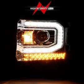 Anzo 111486 - Plank Style Projector Headlights w/ Sequential Signal (Chrome Housing, Clear Lens)