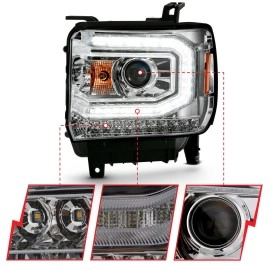 Anzo 111486 - Plank Style Projector Headlights w/ Sequential Signal (Chrome Housing, Clear Lens)