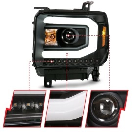 Anzo 111487 - C-Bar Style Projector Headlights w/ Sequential Turn Signal (Black Housing, Clear Lens)