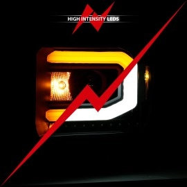 Anzo 111487 - C-Bar Style Projector Headlights w/ Sequential Turn Signal (Black Housing, Clear Lens)