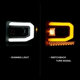 Anzo 111487 - C-Bar Style Projector Headlights w/ Sequential Turn Signal (Black Housing, Clear Lens)