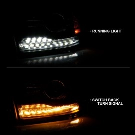 Anzo 111489 - Plank Style Projector Headlights w/ Switchback Lights (Black Housing, Clear Lens)