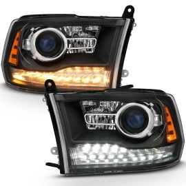 Anzo 111489 - Plank Style Projector Headlights w/ Switchback Lights (Black Housing, Clear Lens)