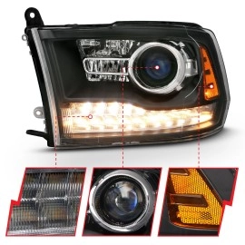 Anzo 111489 - Plank Style Projector Headlights w/ Switchback Lights (Black Housing, Clear Lens)