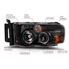 Anzo 111490 - Projector Headlights w/ Halo (Black Housing, Clear Lens)