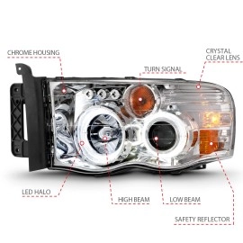 Anzo 111491 - Projector Headlights w/ Halo (Chrome Housing, Clear Lens)