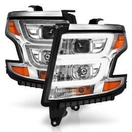 Anzo 111493 - C-Bar Style Projector Headlights w/ DRL (Chrome Housing, Clear Lens)