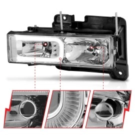 Anzo 111499 - C-Bar Style Crystal Headlights (Chrome Housing, Clear Lens)
