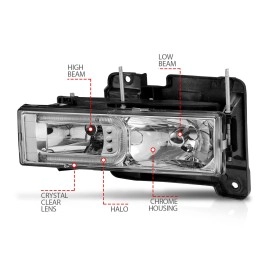 Anzo 111499 - C-Bar Style Crystal Headlights (Chrome Housing, Clear Lens)