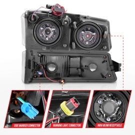 Anzo 111502 - Plank Style LED Crystal Headlights w/ Parking & Turn Signal Lights (Chrome Housing, Clear Lens)