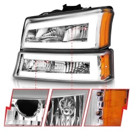 Anzo 111502 - Plank Style LED Crystal Headlights w/ Parking & Turn Signal Lights (Chrome Housing, Clear Lens)