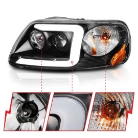 Anzo 111503 - C-Bar Style Projector Headlights (Black Housing, Clear Lens)