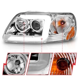 Anzo 111504 - C-Bar Style Projector Headlights (Chrome Housing, Clear Lens)