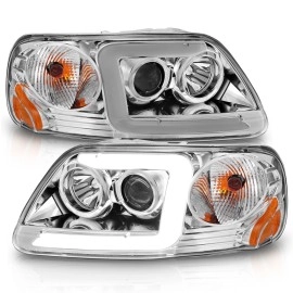 Anzo 111504 - C-Bar Style Projector Headlights (Chrome Housing, Clear Lens)