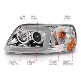 Anzo 111504 - C-Bar Style Projector Headlights (Chrome Housing, Clear Lens)