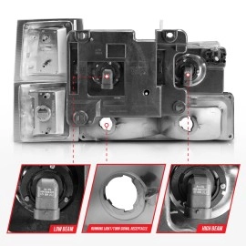 Anzo 111506 - Crystal Headlights w/ Turn Signal & Side Marker Lights (Chrome Housing, Clear Lens)