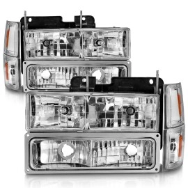 Anzo 111506 - Crystal Headlights w/ Turn Signal & Side Marker Lights (Chrome Housing, Clear Lens)