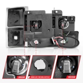 Anzo 111507 - Crystal Headlights w/ Turn Signal & Side Marker Lights (Black Housing, Clear Lens)