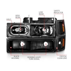 Anzo 111507 - Crystal Headlights w/ Turn Signal & Side Marker Lights (Black Housing, Clear Lens)