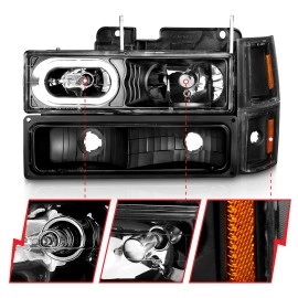Anzo 111507 - Crystal Headlights w/ Turn Signal & Side Marker Lights (Black Housing, Clear Lens)