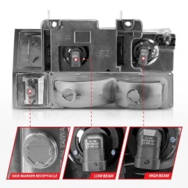 Anzo 111508 - Crystal Headlights w/ Turn Signal & Side Marker Lights (Chrome Housing, Clear Lens)