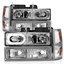 Anzo 111508 - Crystal Headlights w/ Turn Signal & Side Marker Lights (Chrome Housing, Clear Lens)