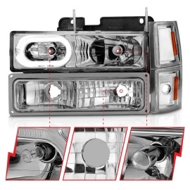 Anzo 111508 - Crystal Headlights w/ Turn Signal & Side Marker Lights (Chrome Housing, Clear Lens)