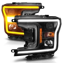 Anzo 111509 - Plank Style Projector Headlights w/ Switchback Lights (Black Housing, Clear Lens)