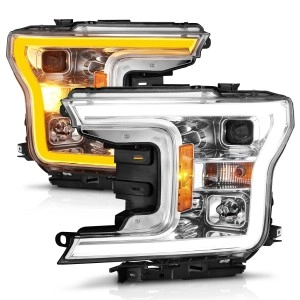 Anzo 111510 - Plank Style Projector Headlights w/ Switchback Lights (Chrome Housing, Clear Lens)
