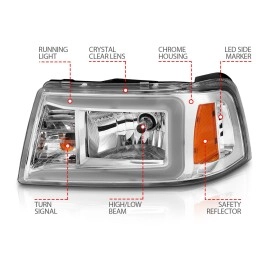 Anzo 111512 - Plank Style Crystal Headlights (Chrome Housing, Clear Lens)