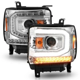 Anzo 111514 - C-Bar Style Projector Headlights (Chrome Housing, Clear Lens)