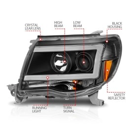 Anzo 111517 - C-Bar Style Projector Headlights (Black Housing, Clear Lens)