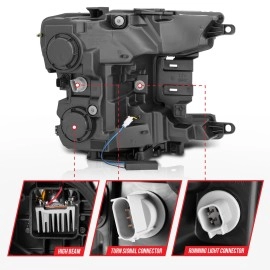 Anzo 111521 - C-Bar Style Full LED Projector Headlights w/ Sequential Turn Signal (Chrome Housing, Clear Lens)