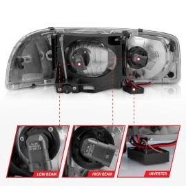 Anzo 111523 - Plank Style Crystal Headlights (Chrome Housing, Clear Lens)