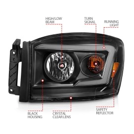 Anzo 111524 - C-Bar Style Crystal Headlights (Black Housing, Clear Lens)