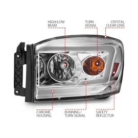 Anzo 111525 - C-Bar Style Crystal Headlights (Chrome Housing, Clear Lens)