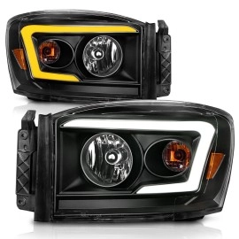 Anzo 111526 - C-Bar Style Crystal Headlights w/ Switchback Activation Light (Black Housing, Clear Lens)