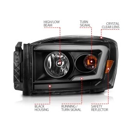 Anzo 111526 - C-Bar Style Crystal Headlights w/ Switchback Activation Light (Black Housing, Clear Lens)