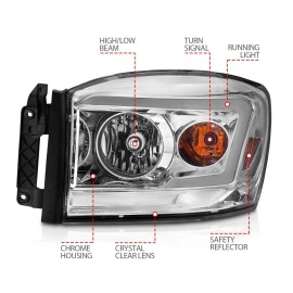 Anzo 111527 - C-Bar Style Crystal Headlights w/ Switchback Activation Light (Chrome Housing, Clear Lens)