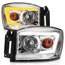 Anzo 111527 - C-Bar Style Crystal Headlights w/ Switchback Activation Light (Chrome Housing, Clear Lens)