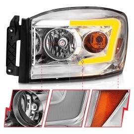 Anzo 111527 - C-Bar Style Crystal Headlights w/ Switchback Activation Light (Chrome Housing, Clear Lens)