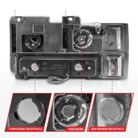 Anzo 111529 - Crystal Headlights w/ Turn Signal & Side Marker Lights (Chrome Housing, Clear Lens)