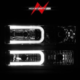 Anzo 111529 - Crystal Headlights w/ Turn Signal & Side Marker Lights (Chrome Housing, Clear Lens)