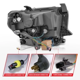 Anzo 111531 - Plank Style Crystal Headlights w/ Switchback Lights Light (Black Housing, Clear Lens)