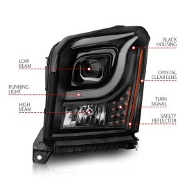 Anzo 111535 - C-Bar Style Projector Headlights (Black Housing, Clear Lens)